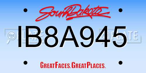 IB8A945 South Dakota License Plate