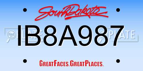 IB8A987 South Dakota License Plate