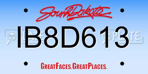 IB8D613 South Dakota License Plate