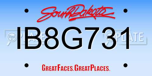 IB8G731 South Dakota License Plate