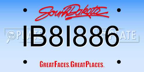 IB8I886 South Dakota License Plate