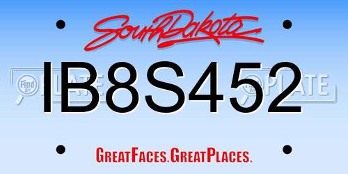 IB8S452 South Dakota License Plate