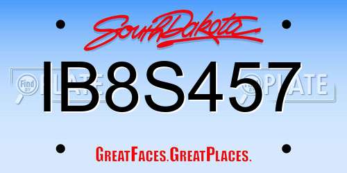 IB8S457 South Dakota License Plate