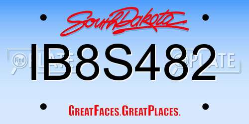 IB8S482 South Dakota License Plate