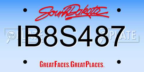 IB8S487 South Dakota License Plate