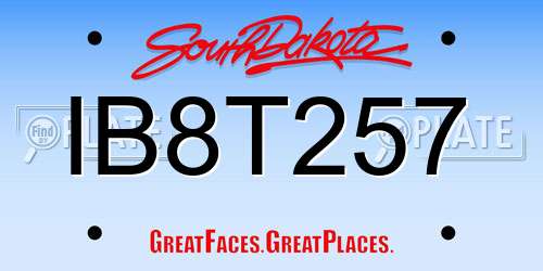 IB8T257 South Dakota License Plate