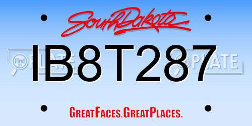 IB8T287 South Dakota License Plate