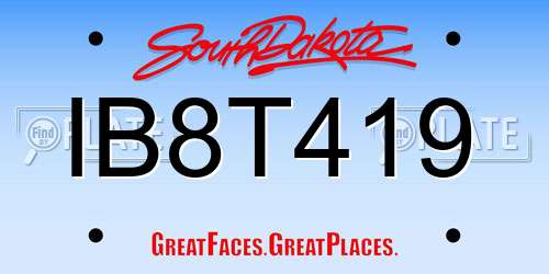 IB8T419 South Dakota License Plate