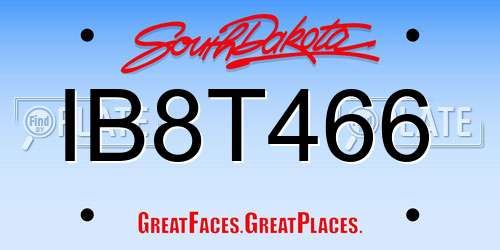 IB8T466 South Dakota License Plate