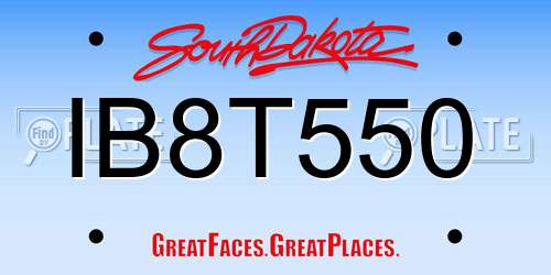 IB8T550 South Dakota License Plate