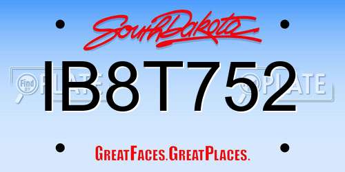 IB8T752 South Dakota License Plate