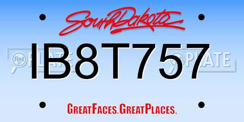 IB8T757 South Dakota License Plate
