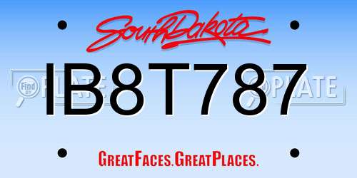 IB8T787 South Dakota License Plate