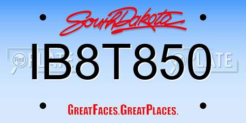 IB8T850 South Dakota License Plate