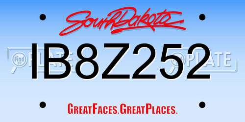 IB8Z252 South Dakota License Plate