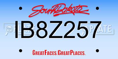 IB8Z257 South Dakota License Plate