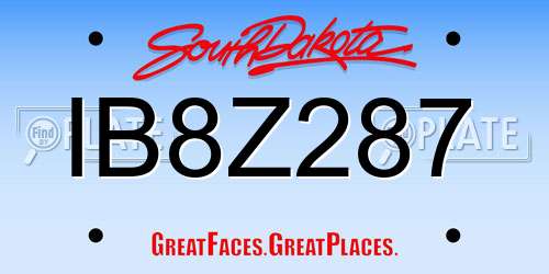 IB8Z287 South Dakota License Plate