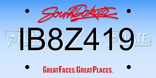 IB8Z419 South Dakota License Plate