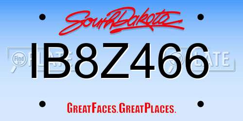 IB8Z466 South Dakota License Plate