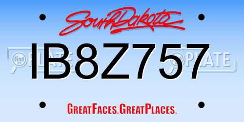 IB8Z757 South Dakota License Plate