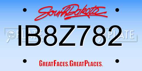IB8Z782 South Dakota License Plate