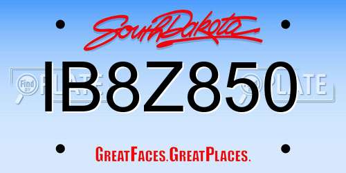 IB8Z850 South Dakota License Plate