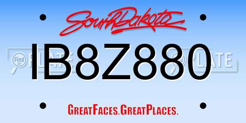 IB8Z880 South Dakota License Plate
