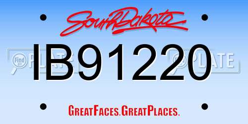 IB91220 South Dakota License Plate