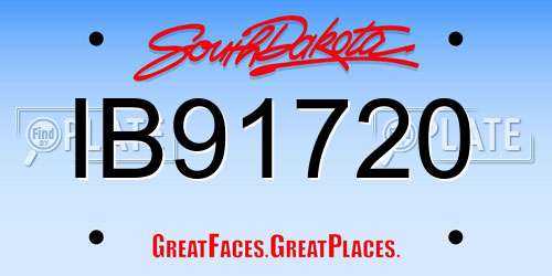 IB91720 South Dakota License Plate