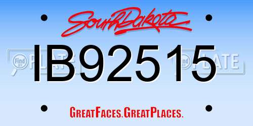 IB92515 South Dakota License Plate