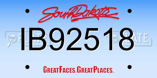 IB92518 South Dakota License Plate