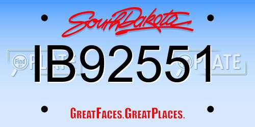 IB92551 South Dakota License Plate