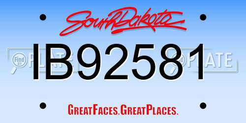 IB92581 South Dakota License Plate