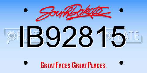 IB92815 South Dakota License Plate