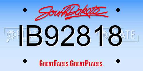 IB92818 South Dakota License Plate