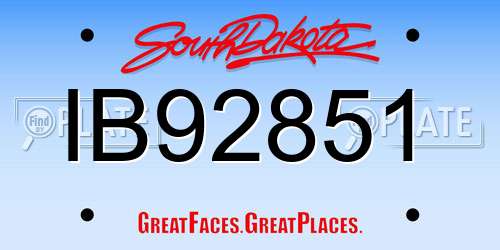 IB92851 South Dakota License Plate