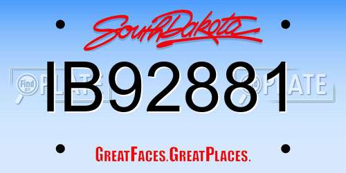 IB92881 South Dakota License Plate