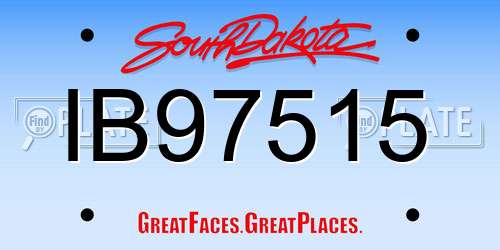 IB97515 South Dakota License Plate