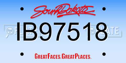 IB97518 South Dakota License Plate