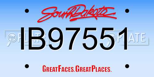 IB97551 South Dakota License Plate
