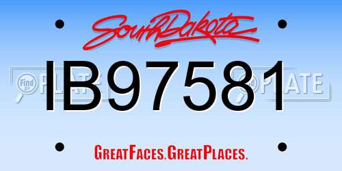 IB97581 South Dakota License Plate