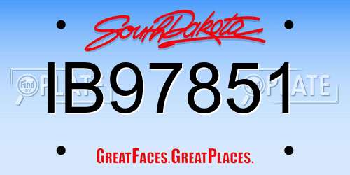 IB97851 South Dakota License Plate