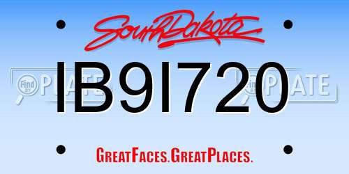 IB9I720 South Dakota License Plate