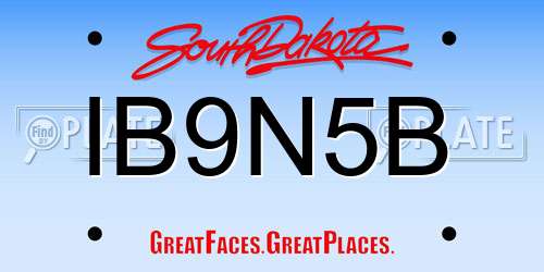 IB9N5B South Dakota License Plate