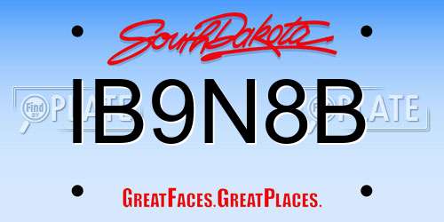 IB9N8B South Dakota License Plate