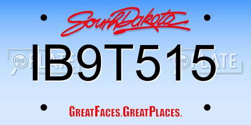 IB9T515 South Dakota License Plate