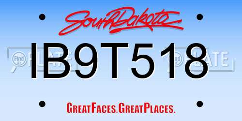 IB9T518 South Dakota License Plate