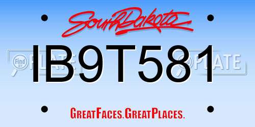 IB9T581 South Dakota License Plate