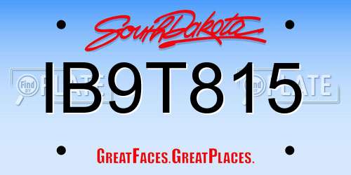IB9T815 South Dakota License Plate