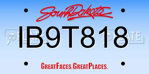 IB9T818 South Dakota License Plate